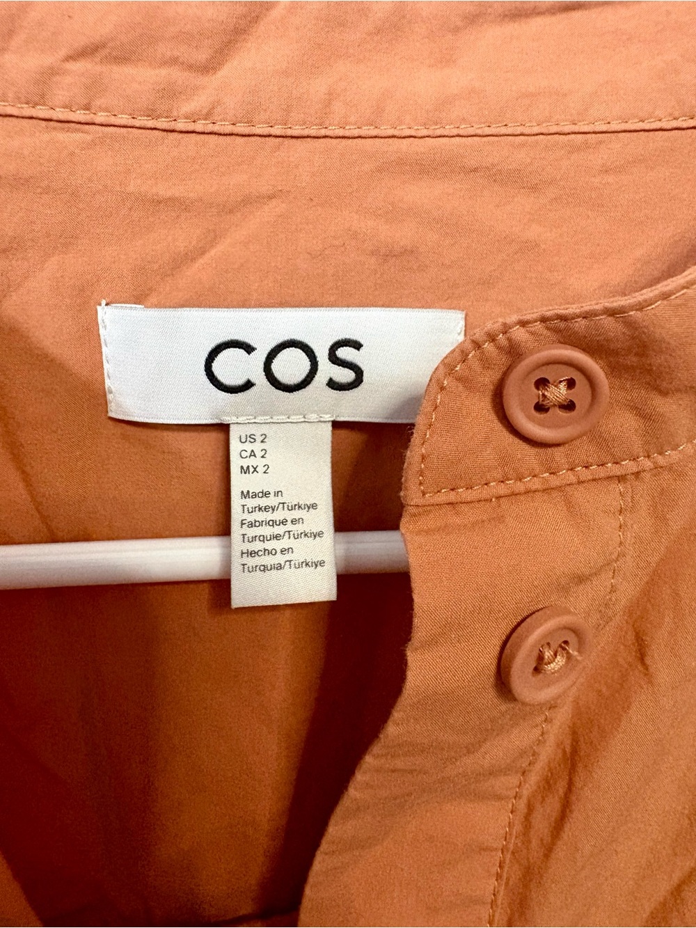 COS Rust Orange Button-Front Dress - Picture 3 of 4